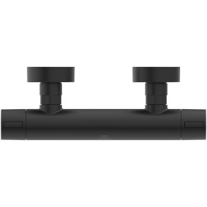 Ideal Standard Brausethermostat Aufputz DN 15, Schwarz Matt. Thermostat mit zwei runden Bedienelementen.