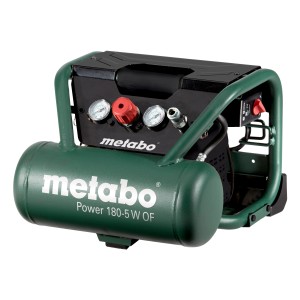 Metabo Kompressor Power 180-5 W OF, ölfreier Kolbenkompressor mit Manometer und Tragegriff.