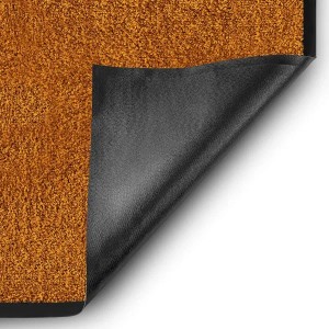 Braune Karat Schmutzfangmatte Rhine (90x600 cm) mit rutschfester Vinyl-Rückseite.