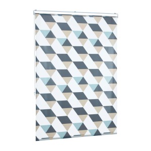 Relaxdays Duschrollo Kunststoff Aluminium Grau Blau Beige Wasserabweisend 120 cm x 240 cm