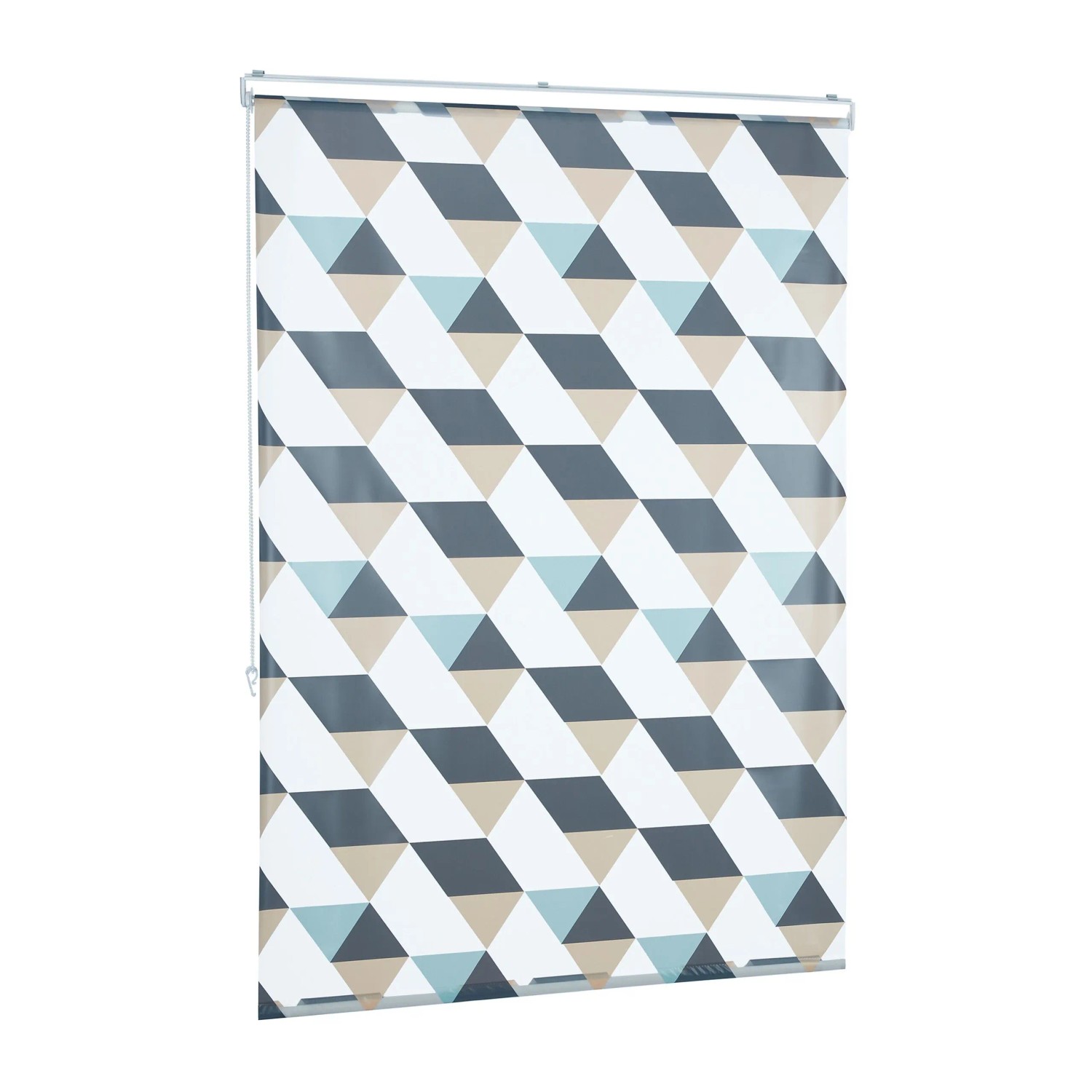 Relaxdays Duschrollo Kunststoff Aluminium Grau Blau Beige Wasserabweisend 120 cm x 240 cm