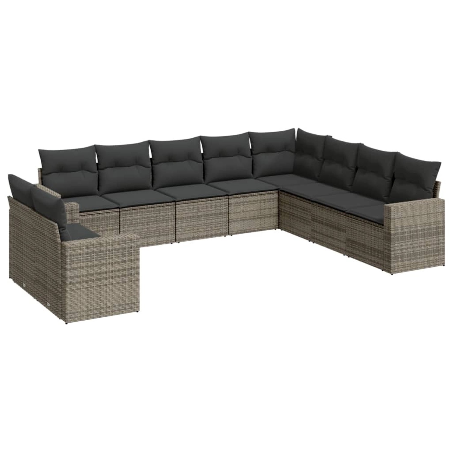 vidaXL 10-Tlg Garten-Sofagarnitur mit Kissen Grau Poly Rattan 3219160 günstig online kaufen