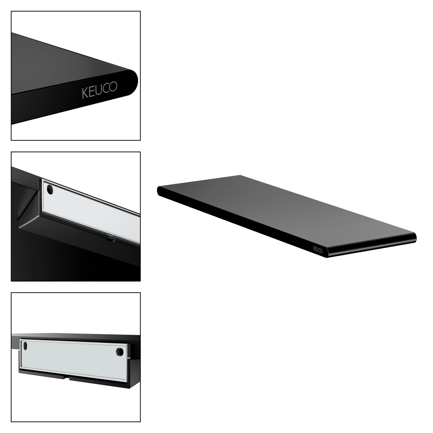 Keuco Duschablage Rose, 33 cm, schwarz-matt, zur Wandmontage im Bad.