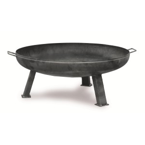 XXL Feuerschale Ø 100 cm aus Stahlblech, komplett geschweißt, mit Tragegriffen und Füßen.