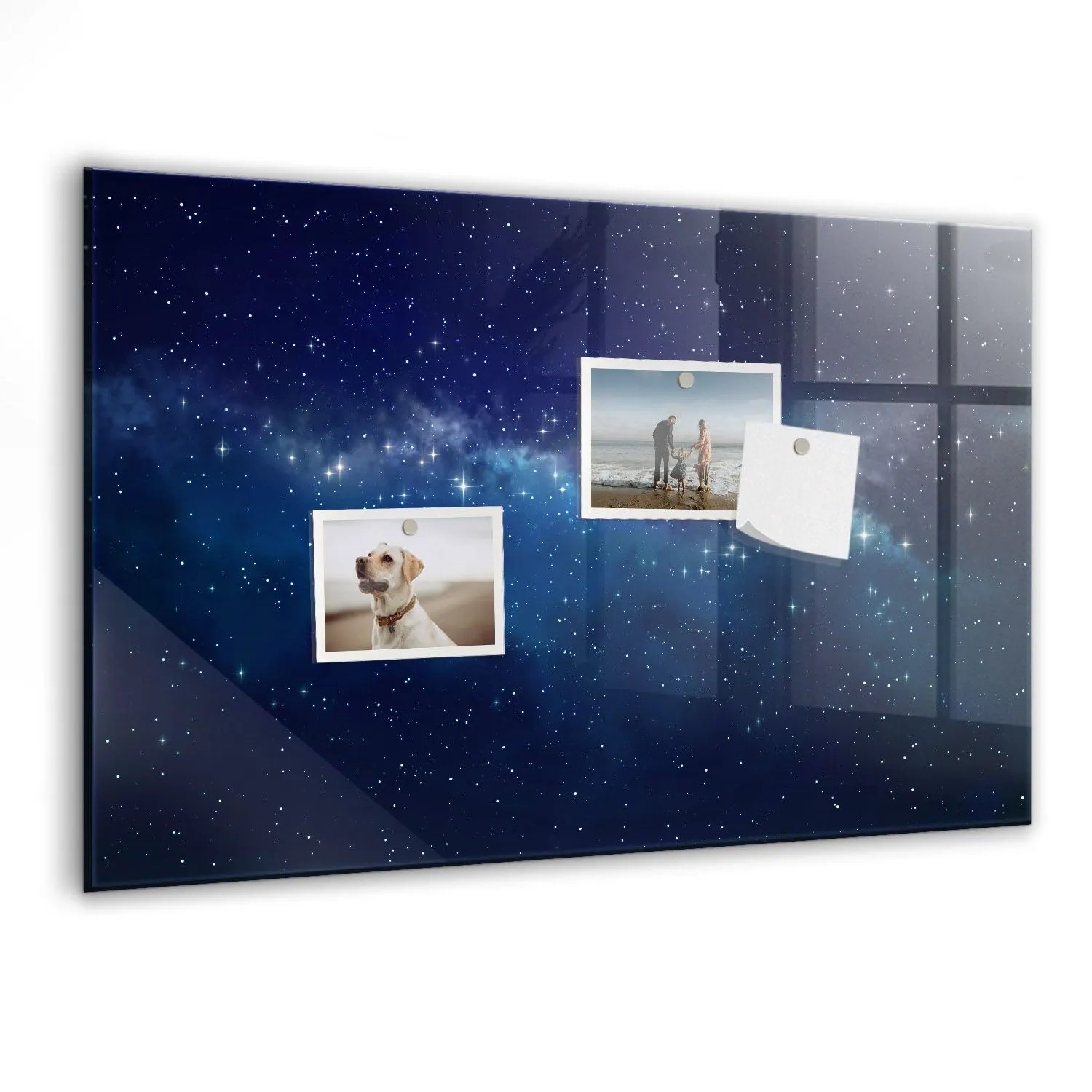 Tulup Glasmagnettafel Beschreibbar Dunkler Himmel Sterne 60x40 cm Magnettafel Wand Glas Weißer Marker Magnetisches White...
