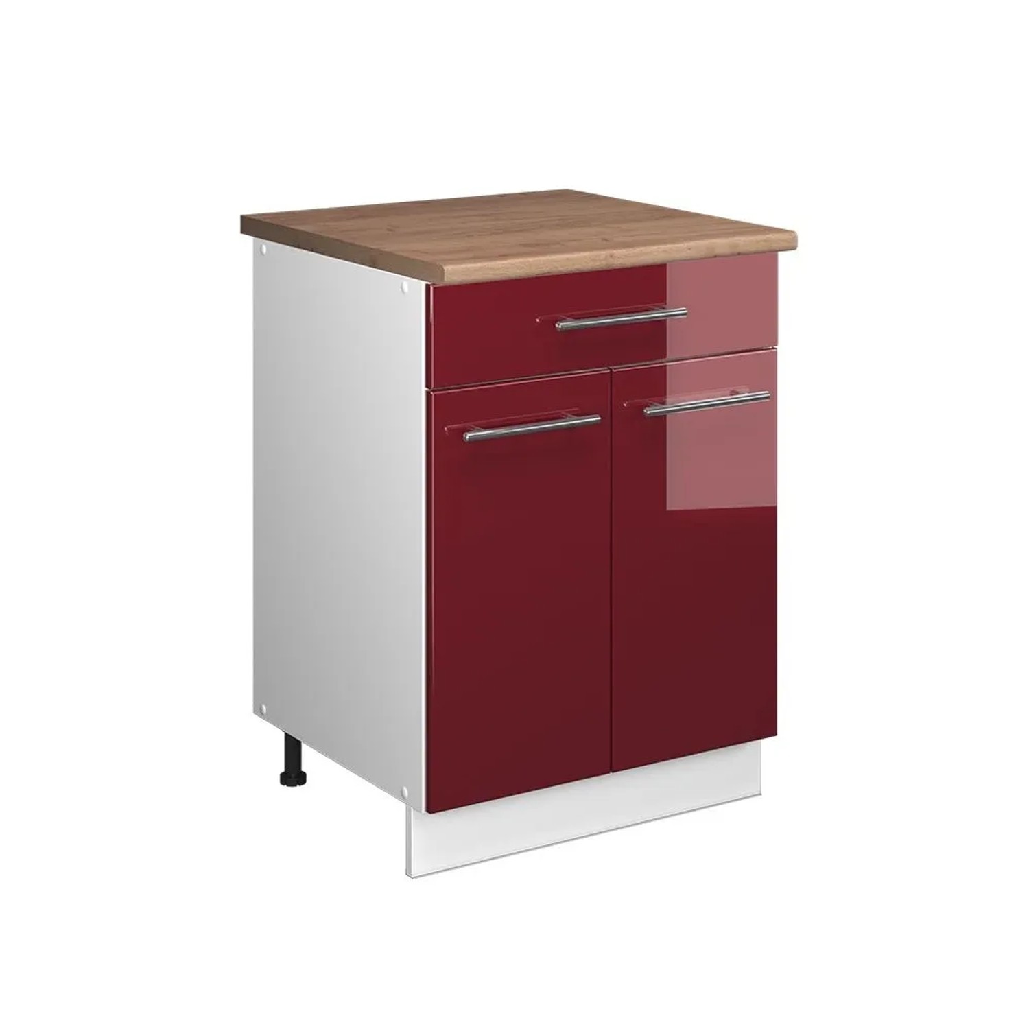 Vicco Unterschrank für Spüle/Kochfeld Fame-Line Bordeaux Hochglanz/Weiß 60 x 82 mit Schublade AP Eiche Art Nr 60954