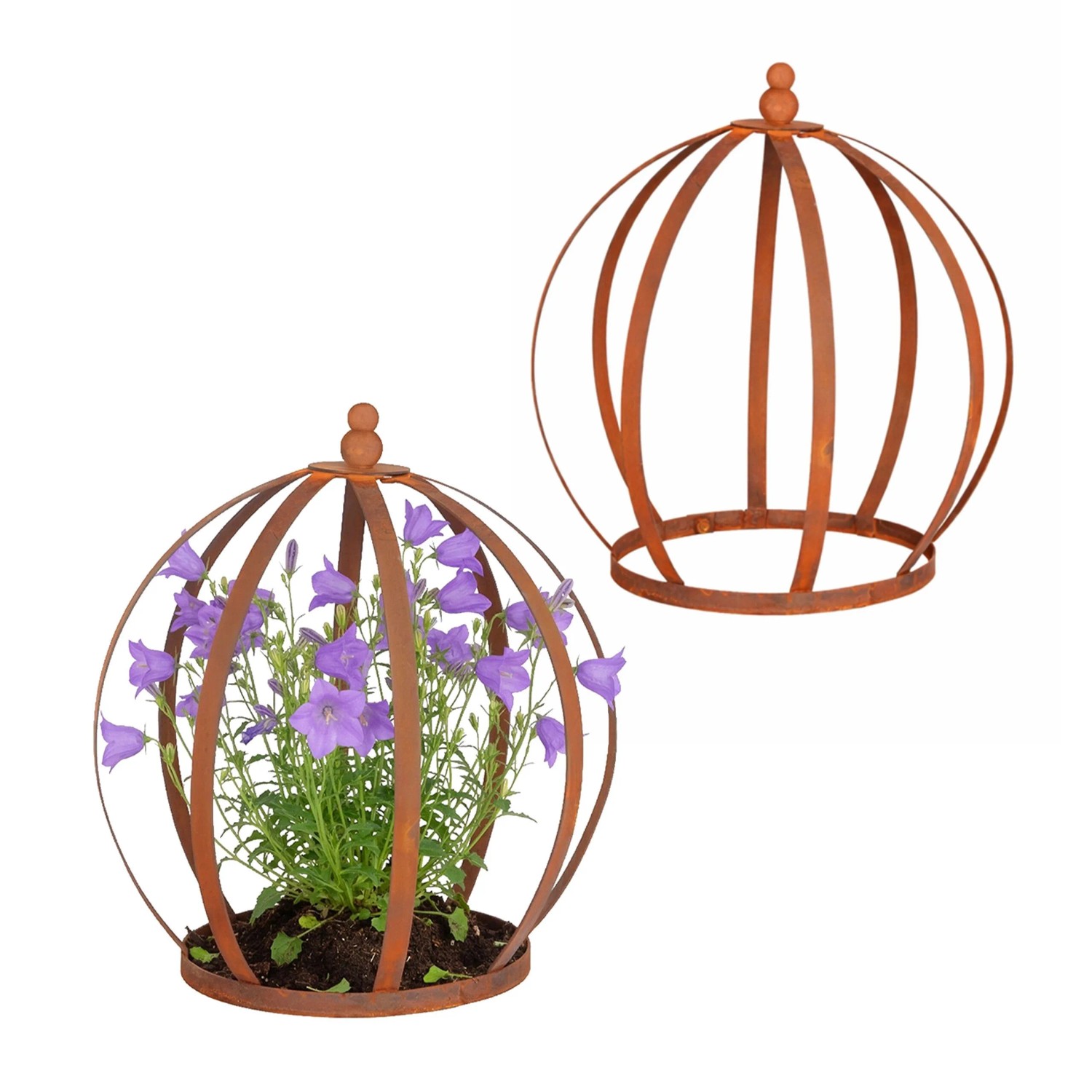 Relaxdays Staudenhalter Corten-Stahl Rotbraun Rostoptik 2er Set 35 cm x 30 cm