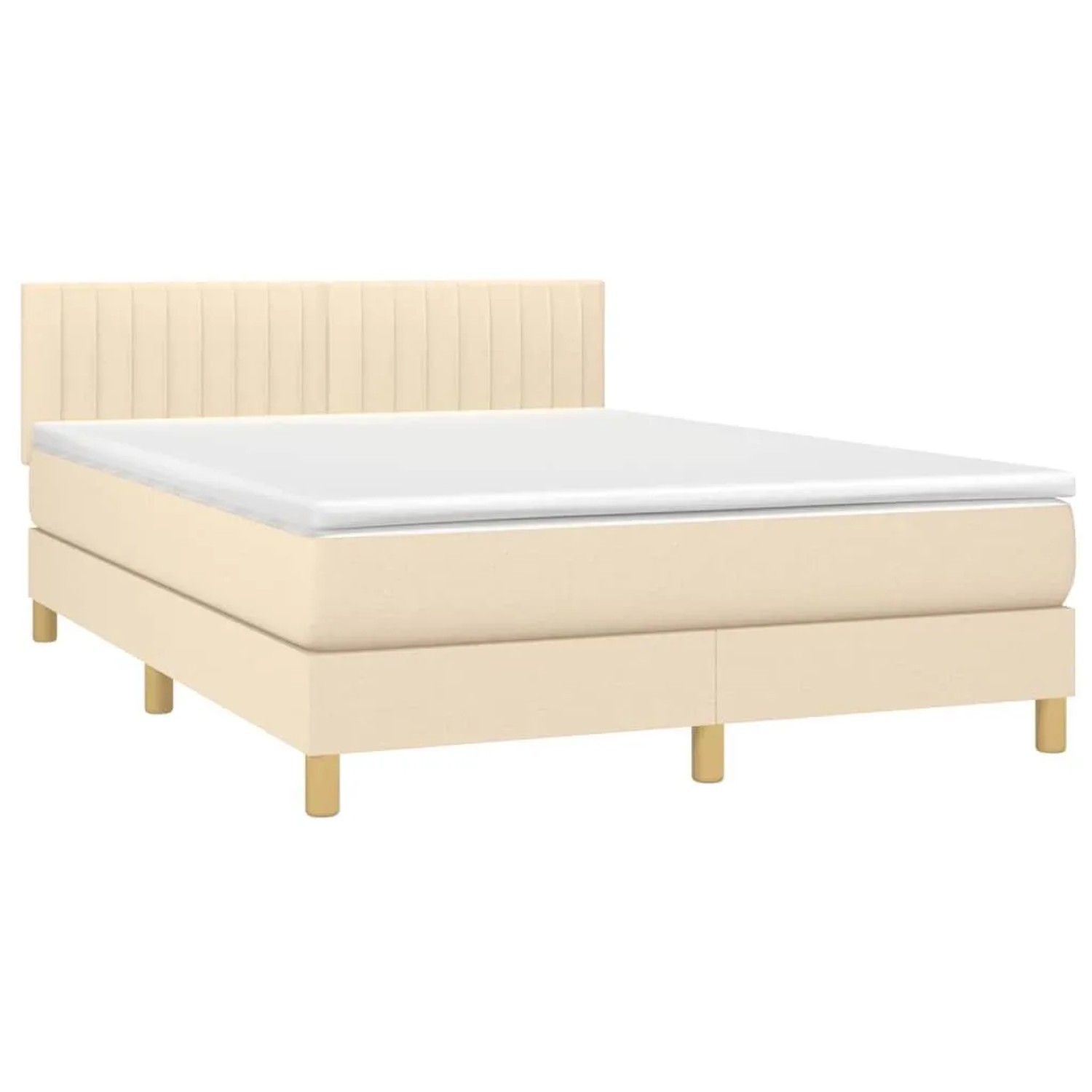 vidaXL Boxspringbett mit Matratze Creme 140x200 cm Stoff 3140782