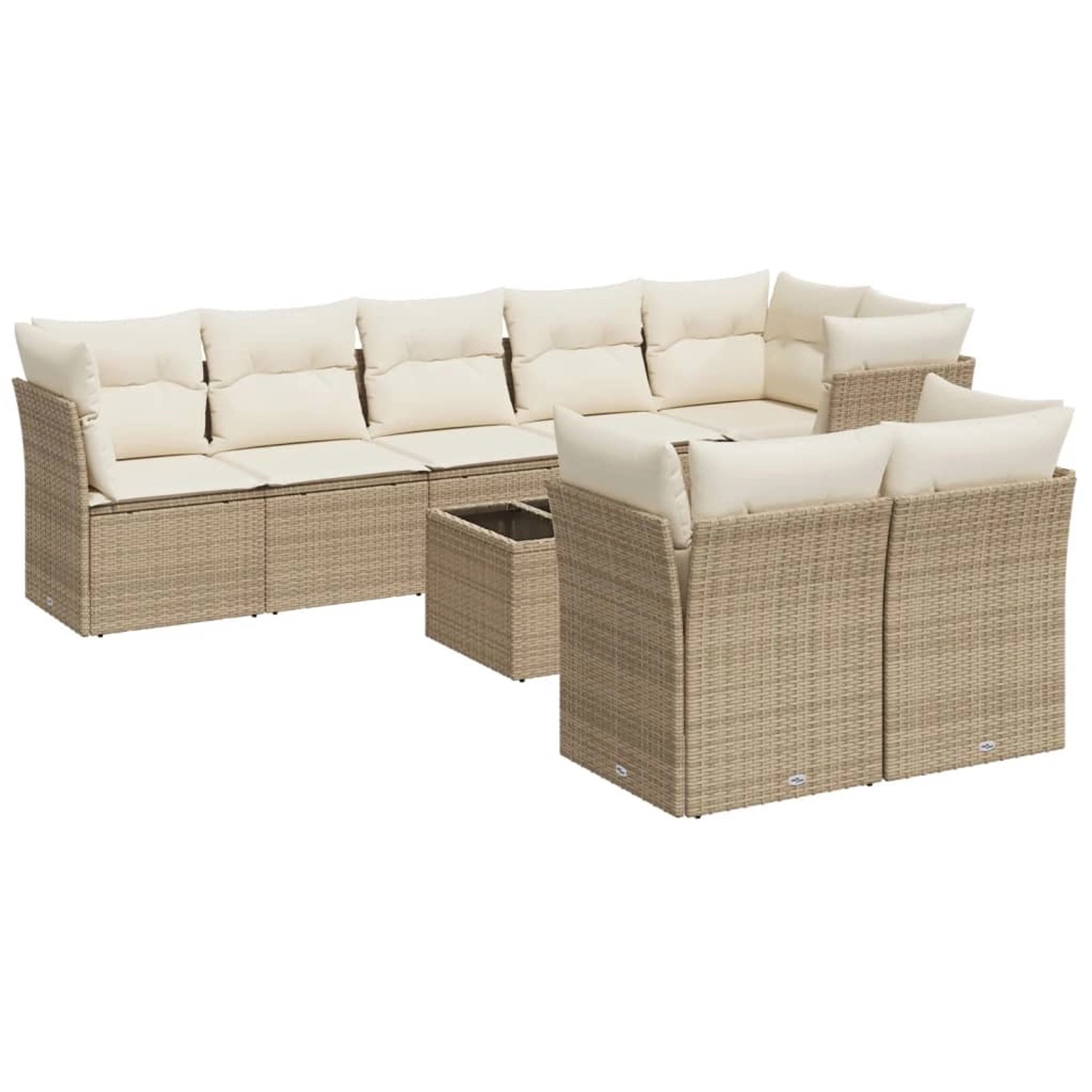 vidaXL 9-Tlg Garten-Sofagarnitur mit Kissen Beige Poly Rattan 3217918 günstig online kaufen