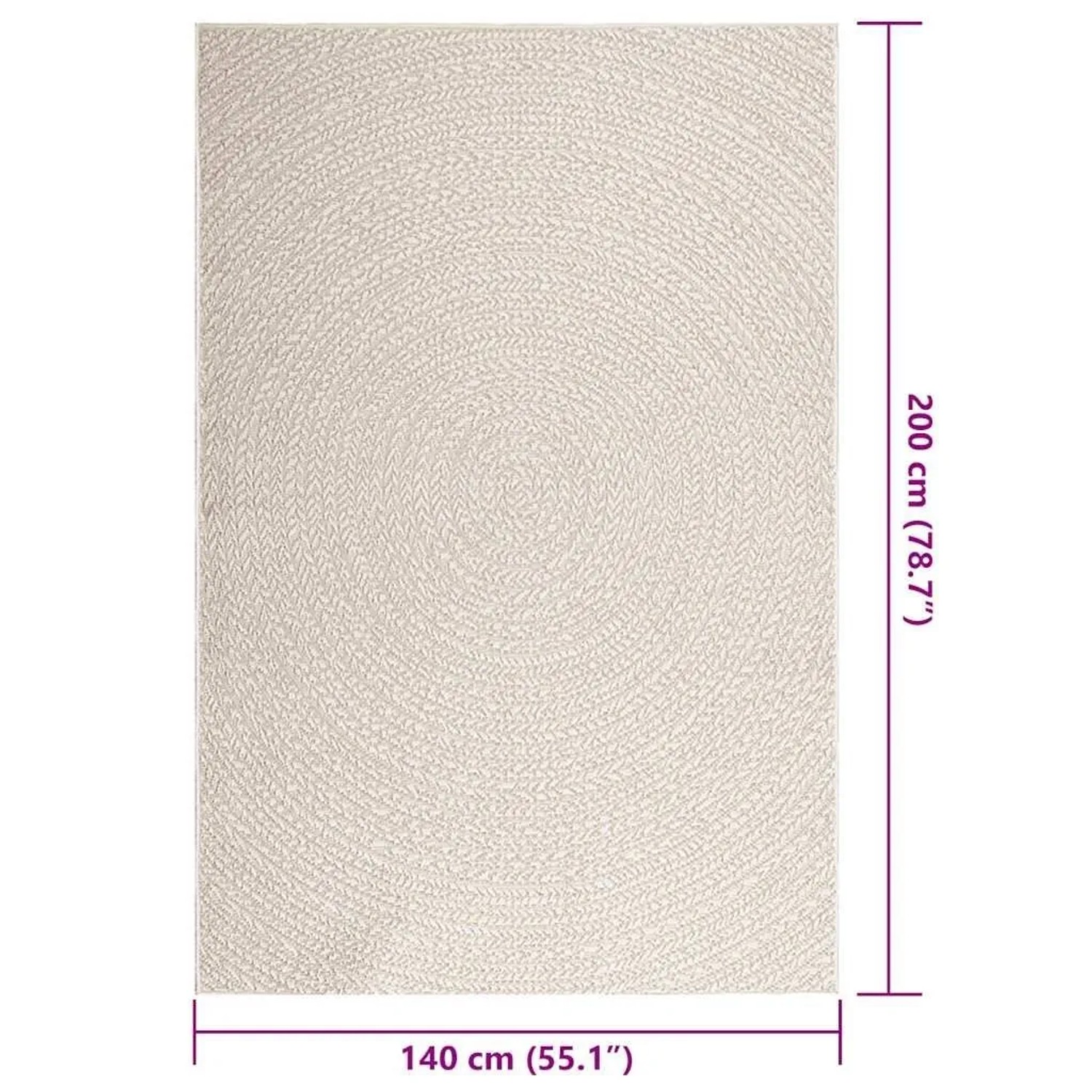 vidaXL Teppich ZIZUR Creme 140x200 cm Jute-Optik Indoor und Outdoor 4010378_9