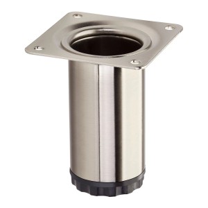 Runder SOTECH Möbelfuß BRAVO, 80mm hoch, Edelstahloptik, höhenverstellbar, für Möbel.