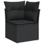 Schwarzes vidaXL Garten Ecksofa aus Rattan mit Kissen, Teil einer Sofagarnitur.