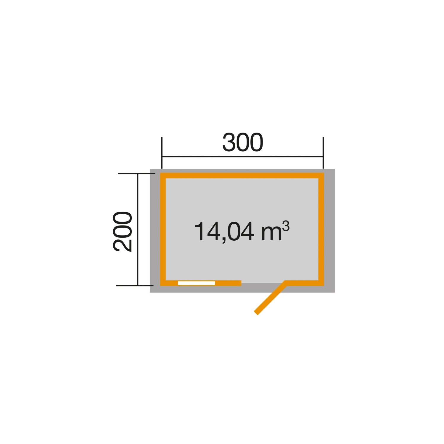 Grundriss WEKA Gartenhaus Premium28 FT Natur, 300x200 cm, mit Maßangaben.