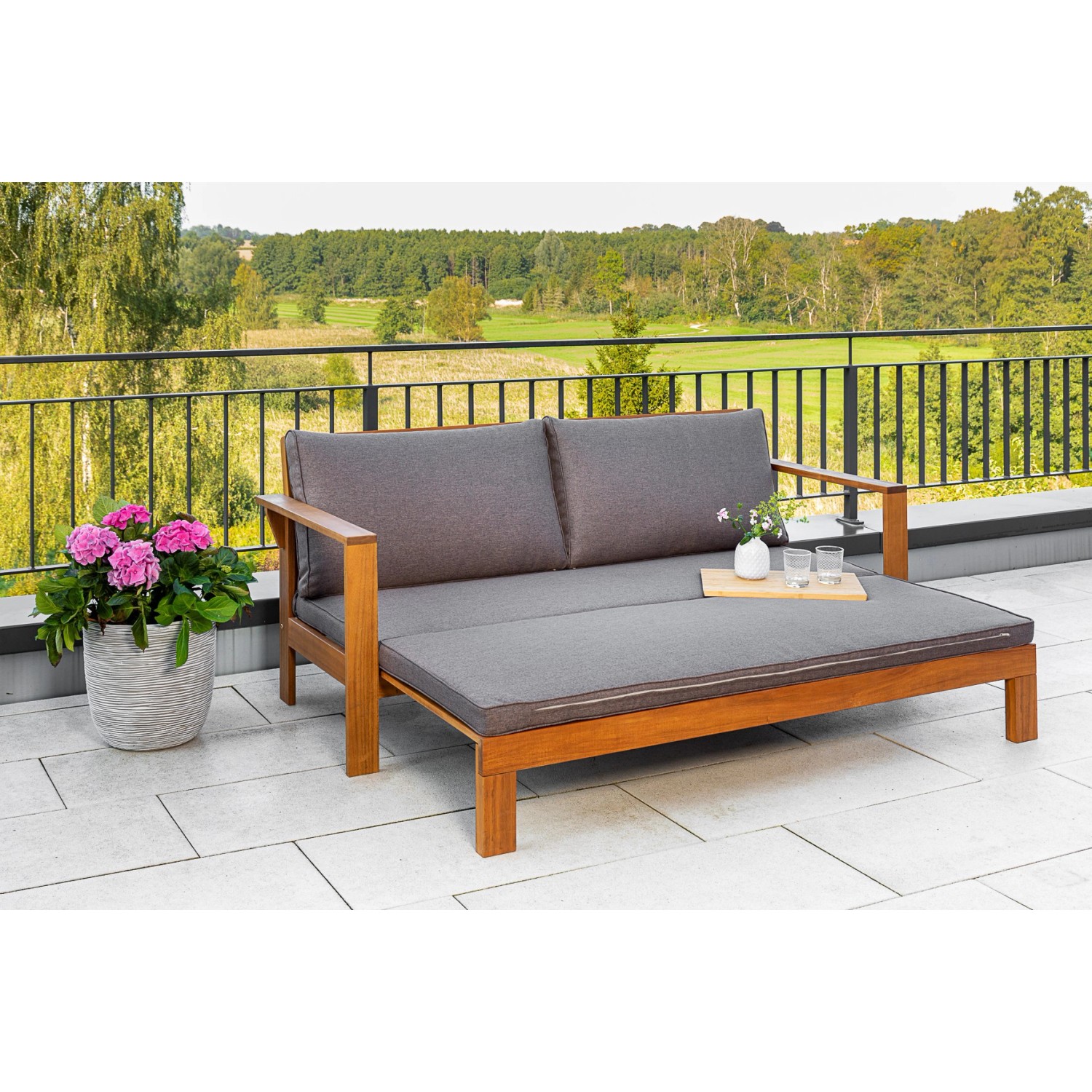 Merxx Belizie Bank Ausziehbar 75/130 x 180 x 75 cm Akazie günstig online kaufen