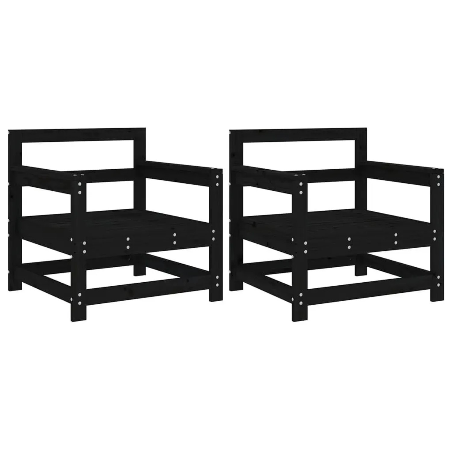 vidaXL Gartenstühle 2 Stk Schwarz Massivholz Kiefer 825496