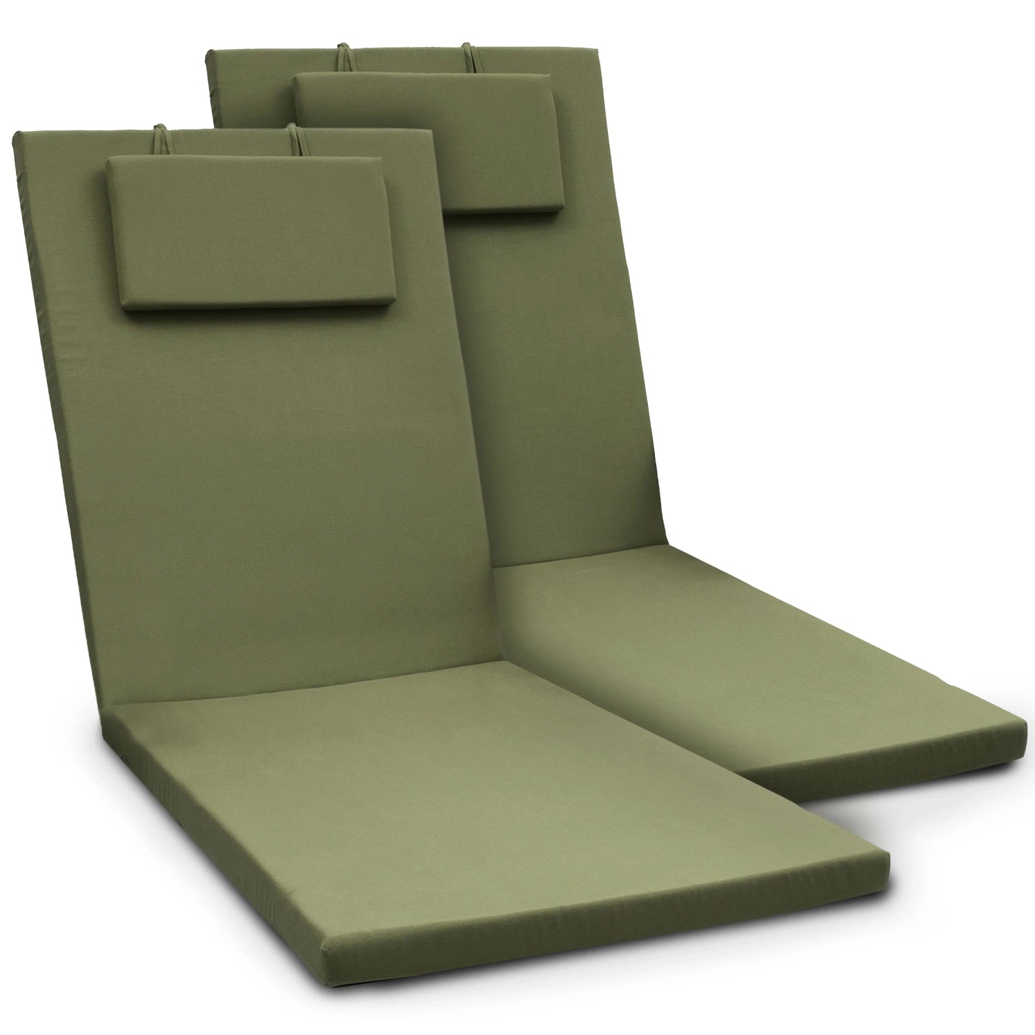 Beautissu 2er Set Gartenliege Auflage Sonnenliege Loft RL 200x60x5cm Olivegrün