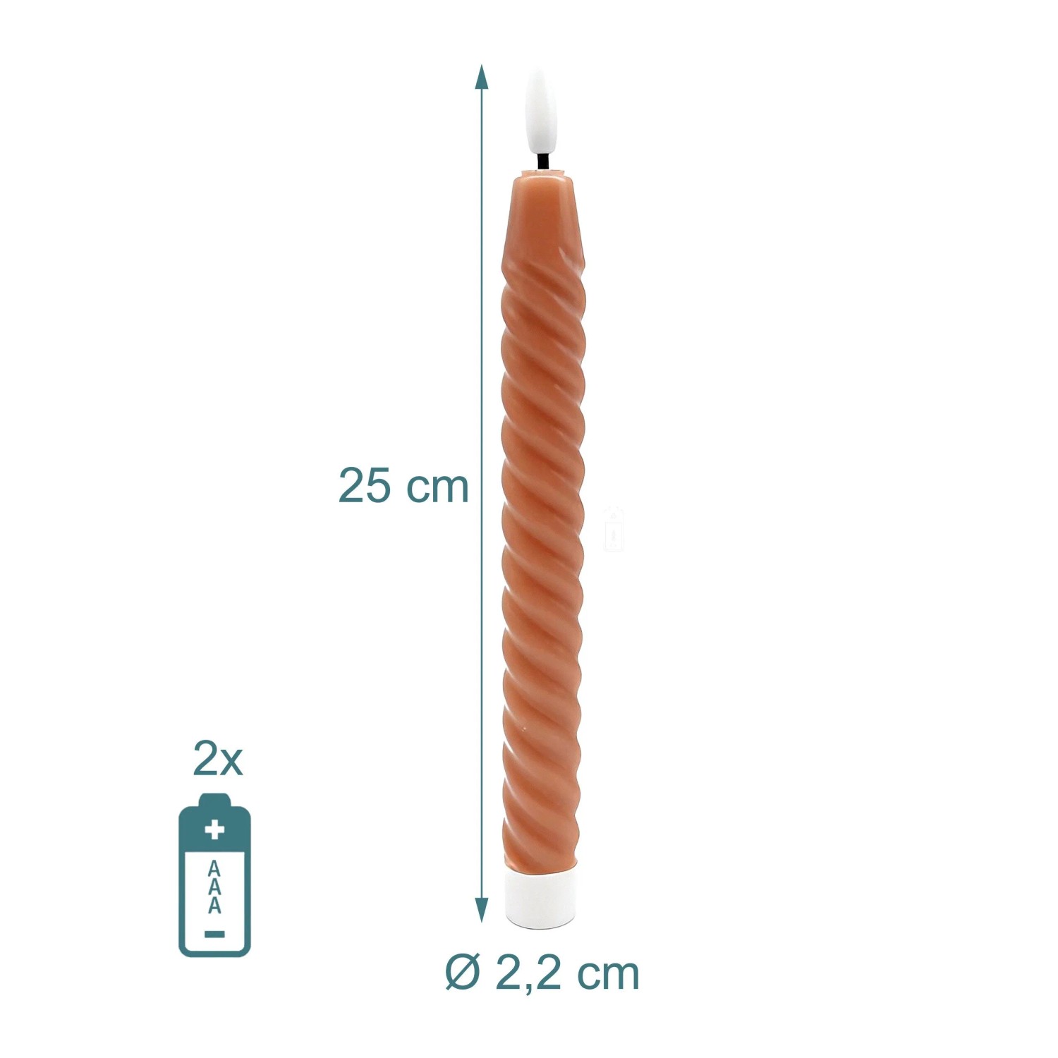 Relaxdays LED Stabkerzen 6er Set Echtwachs Altrosa Flackernd 25 cm x 2,2 cm_4