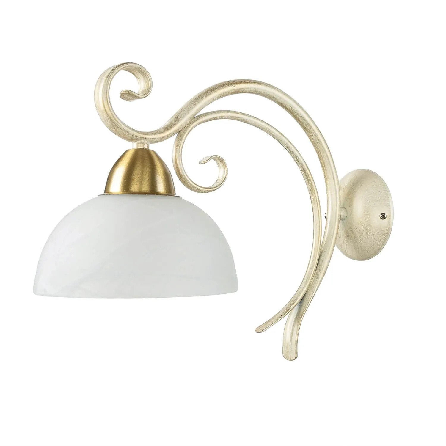 Licht-Erlebnisse Wandlampe Metall Glas 33 cm Hoch In Shabby Weiß Messing E27