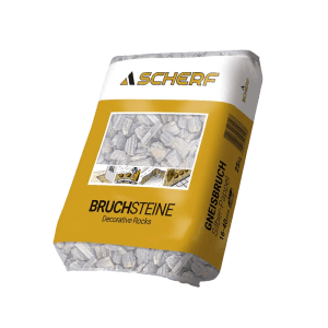 Sack Scherf Gneisbruch Silber-Pappel, 16-40 mm, 25 kg, Zierkies für Garten und Landschaft.
