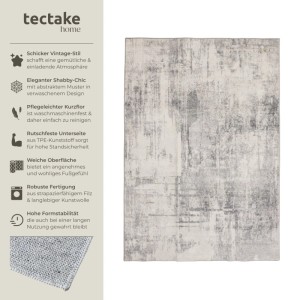 Vintage Teppich Nadira, abstraktes Muster in Beige und Grau, 200x274 cm.