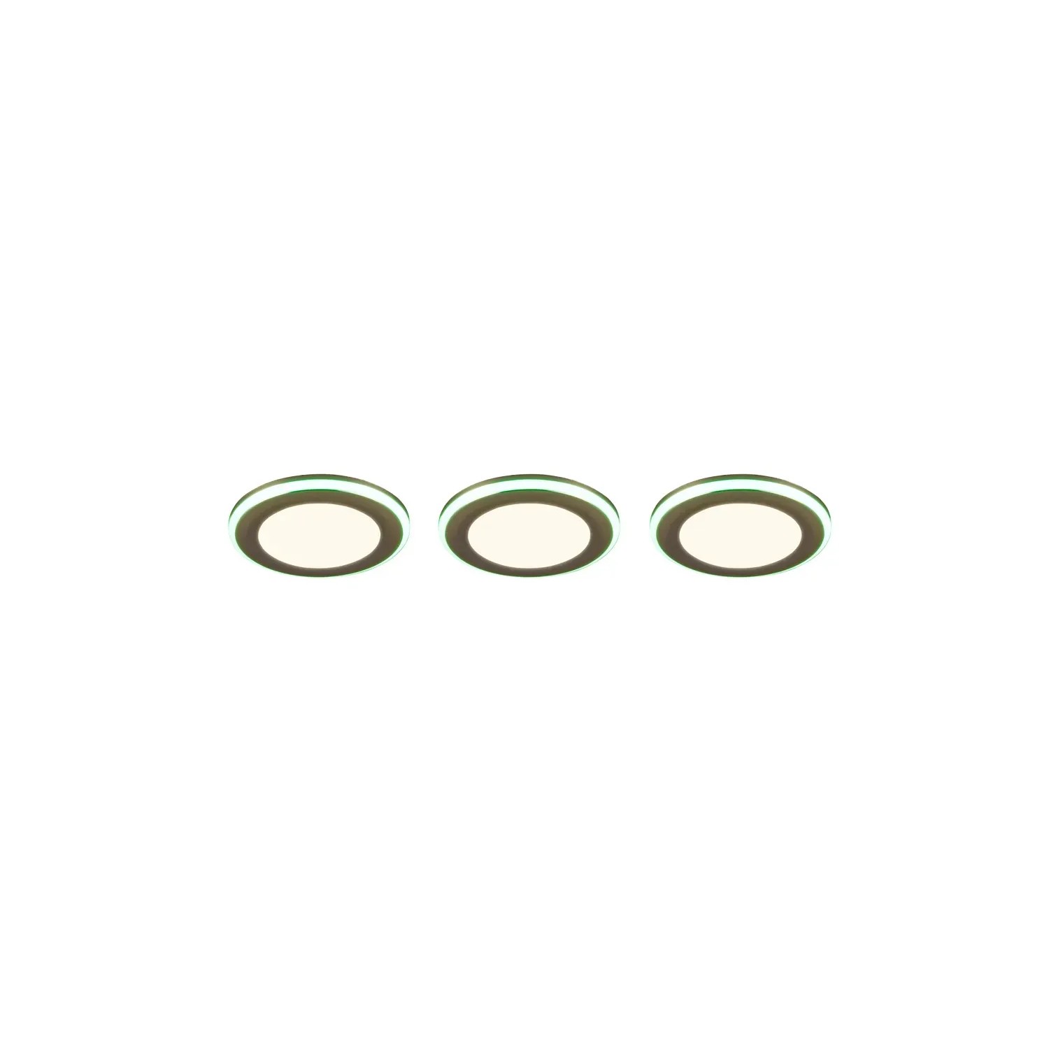 3er Set Trio LED Einbauleuchten Argus, chromfarben, dimmbar mit Farbwechsler.
