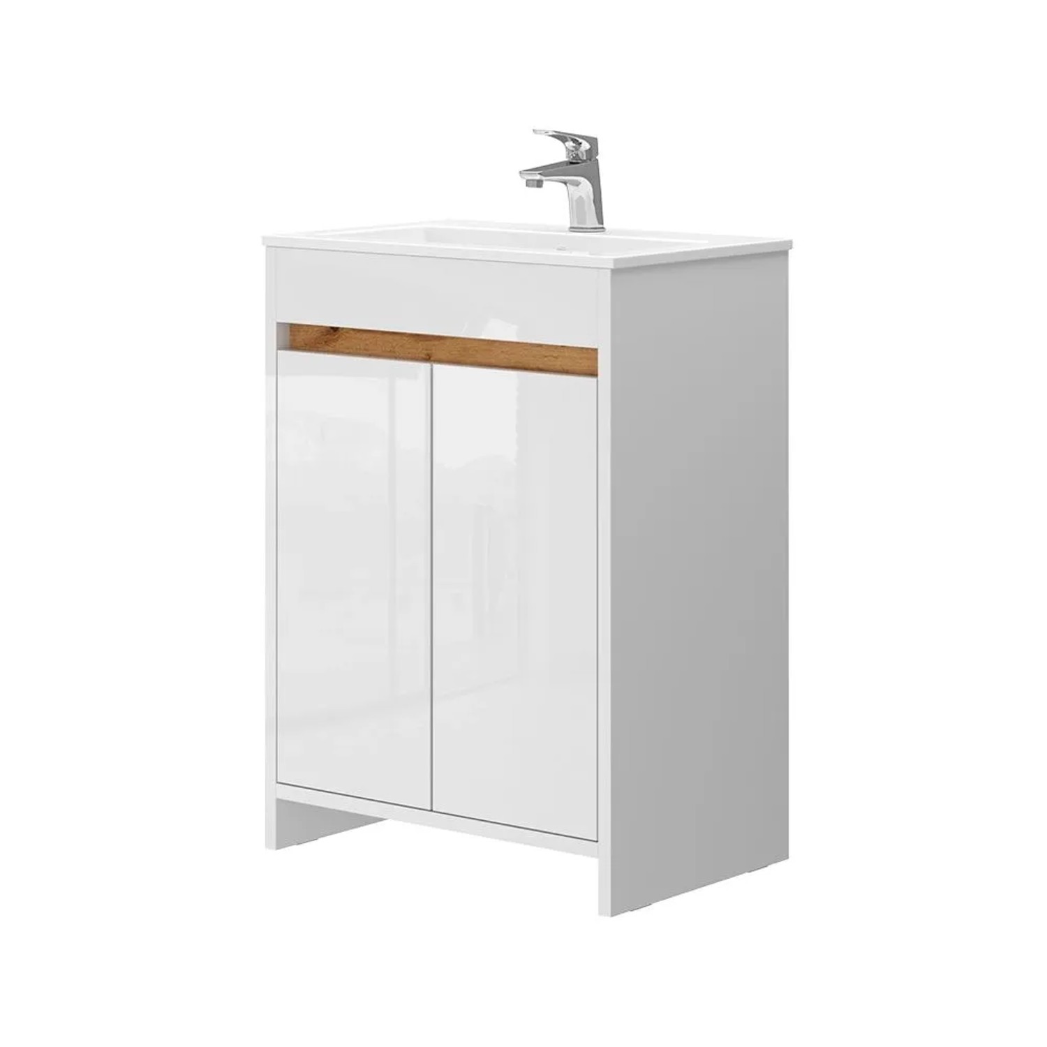 Vicco Waschbeckenunterschrank Lemgo Weiß Hochglanz 60 x 80 2-teilig