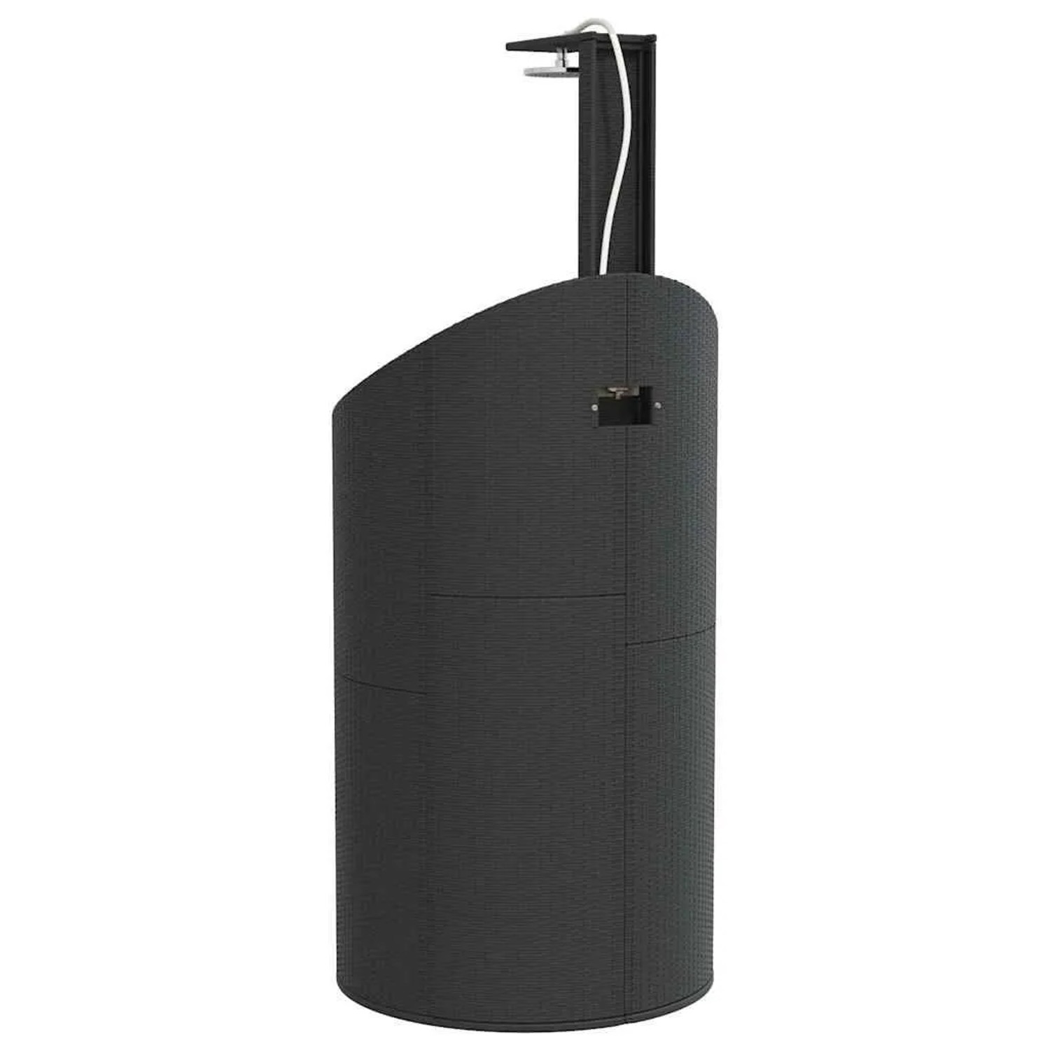 Schwarze vidaXL Gartendusche aus Rattan & Akazienholz, 100x100x241,5 cm.