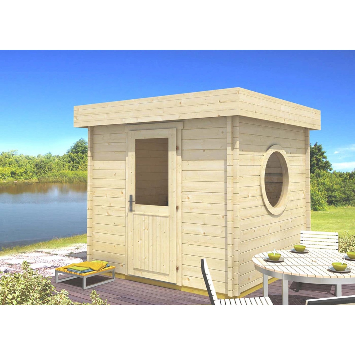 Finntherm Gartensauna Cubus-70 A Natur 264 cm x 264 cm