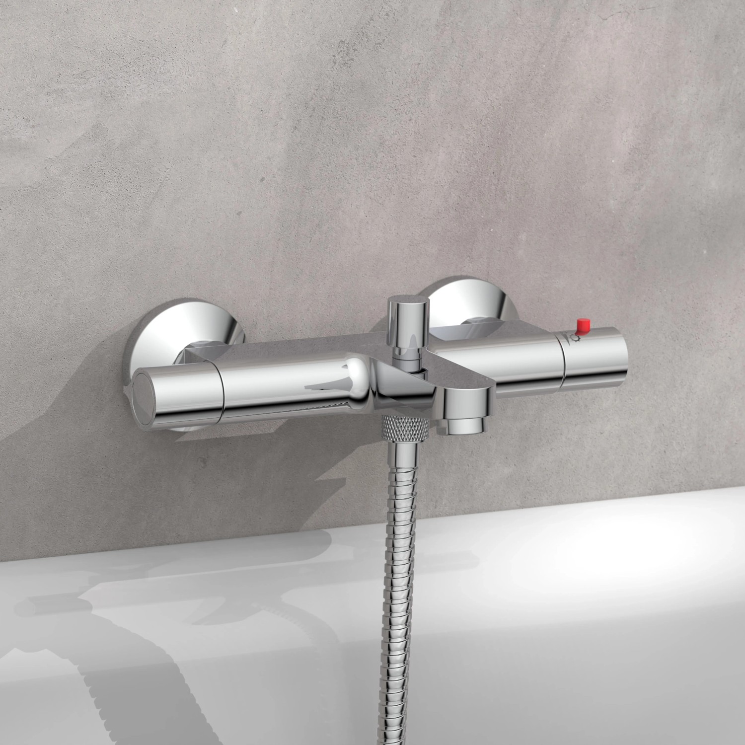 Cofan Badewannenarmatur Thermostat Matheson | Verchromtes Messing Mit ABS-Griff | Sicherheitstemperatur 38°C/43°C