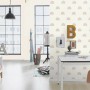 Rasch Vliestapete Bambino XIX 252804, Uni Creme mit kleinen Regenbogen im Kinderzimmer.