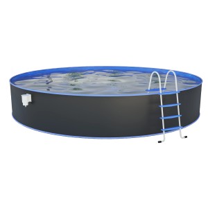 Grauer Steinbach Stahlwandpool Nuovo, Ø 450 cm, mit Leiter. Ideal für Badespaß im Garten.