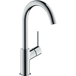 Hansgrohe Talis 210 Waschtischarmatur mit Schwenkauslauf und Push-Open Ablaufgarnitur.