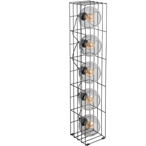 Schwarze Näve Stehleuchte Cesta mit fünf Glaskugeln, 95 cm hoch, im Industrial Design.