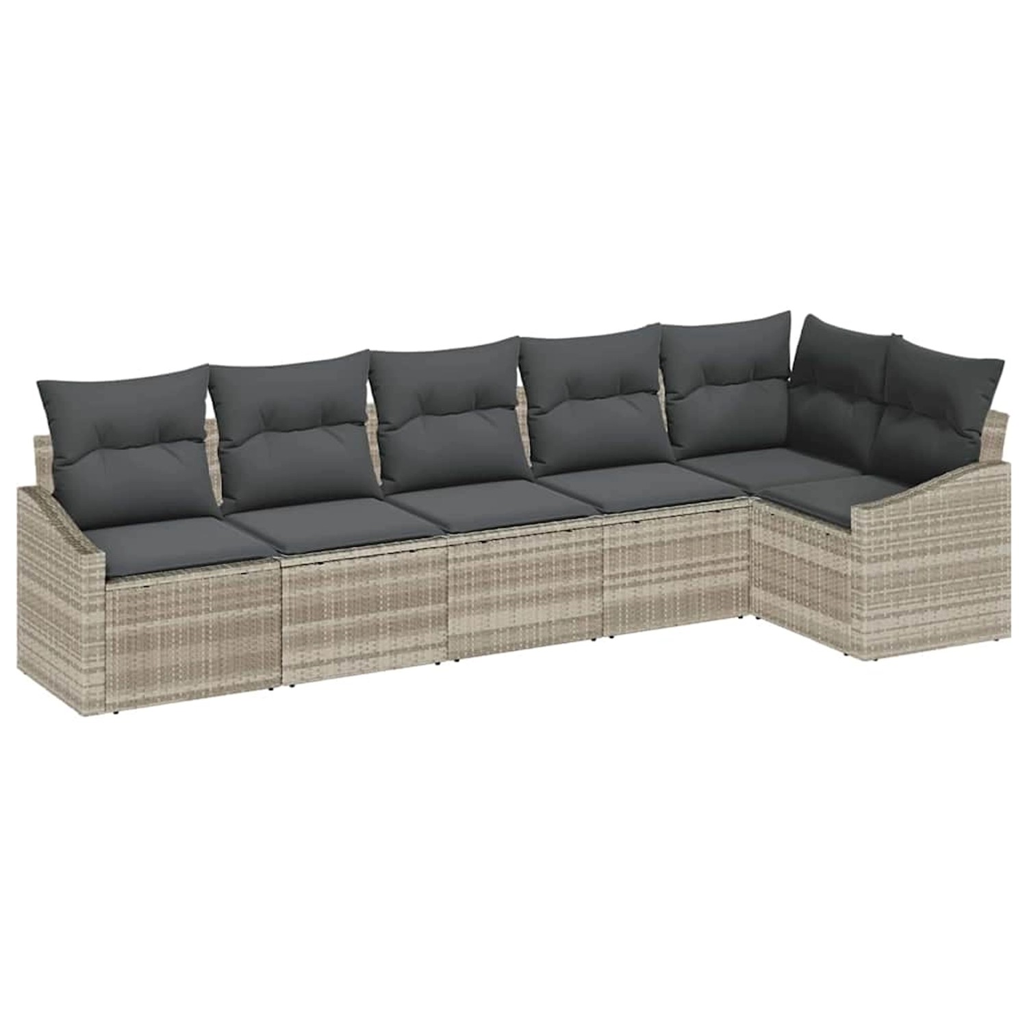 vidaXL Garten-Sofa-Set 6-Tlg Hellgrau Poly Rattan 3346742 günstig online kaufen