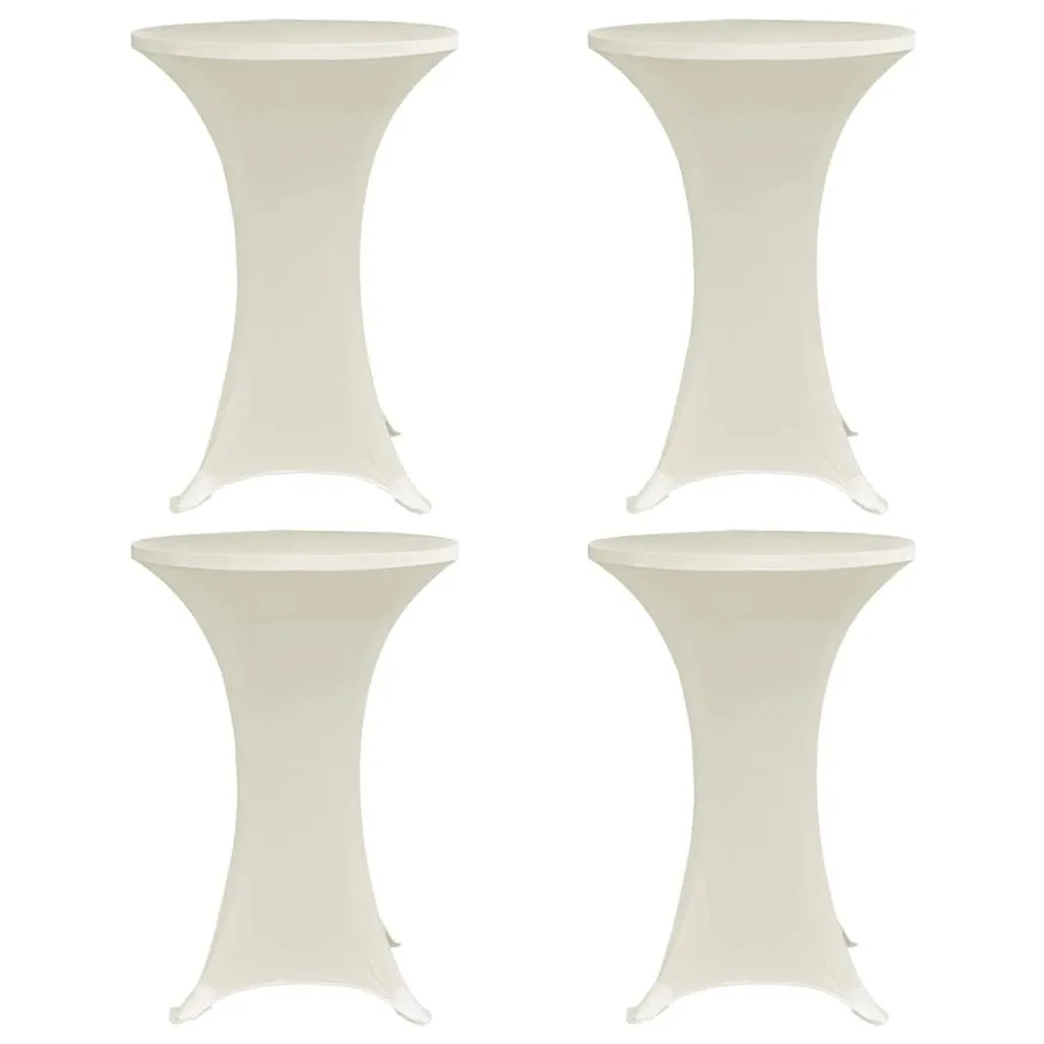 DELUKE Tischhussen Für Stehtische 4er Set AMAU Stretchhusse Ø80cm Cremefarben Hussen Elastisch Stehtischhusse Stehtisch-...