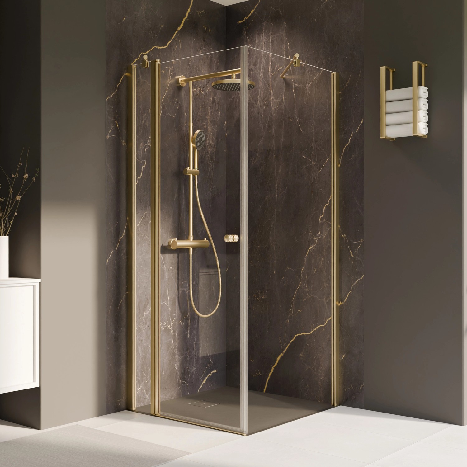 Breuer Drehtür Elana 2.0 mit Festteil für Seitenwand Klarglas 200 x 100 cm Links