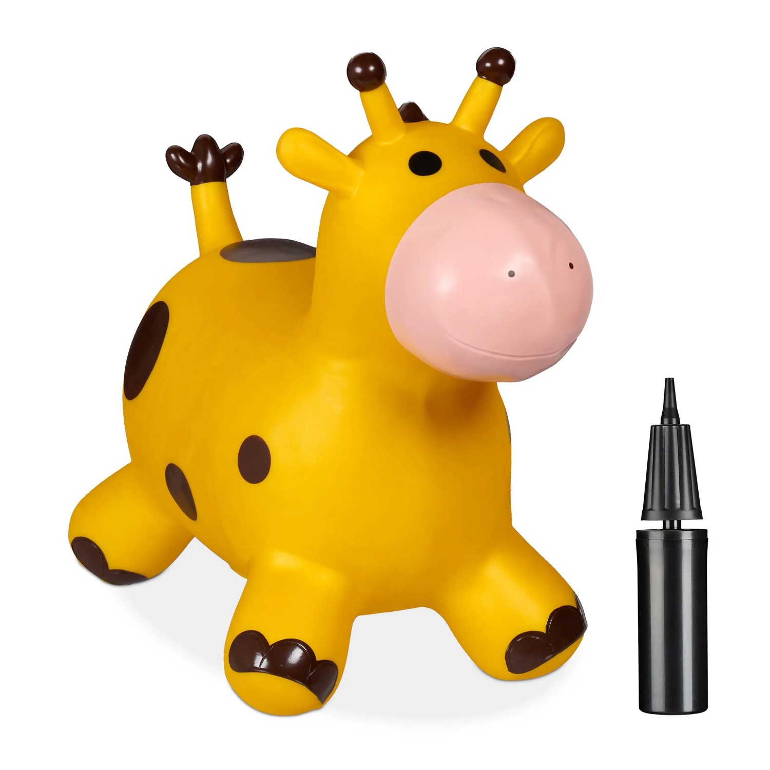 Relaxdays Hüpftier Giraffe PVC Gelb Braun Aufblasbar 46 x 27 x 55 cm 1,4 kg