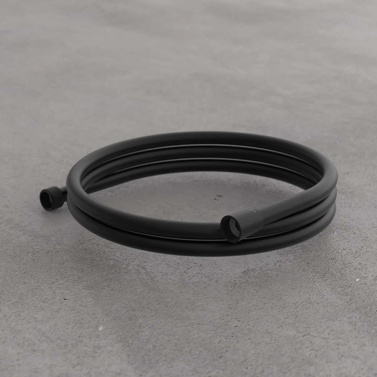 Schwarzer Schütte Brauseschlauch aus Kunststoff, 200 cm lang, mit Anschlüssen und Verdrehschutz.