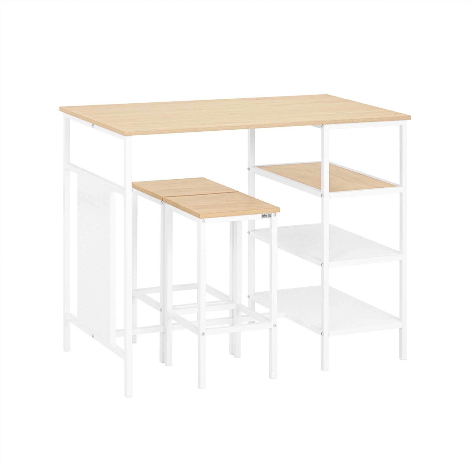 SoBuy Set 3-teilig Esstisch Bartisch mit 2 Stühlen Sitzgruppe Natur OGT51-W günstig online kaufen