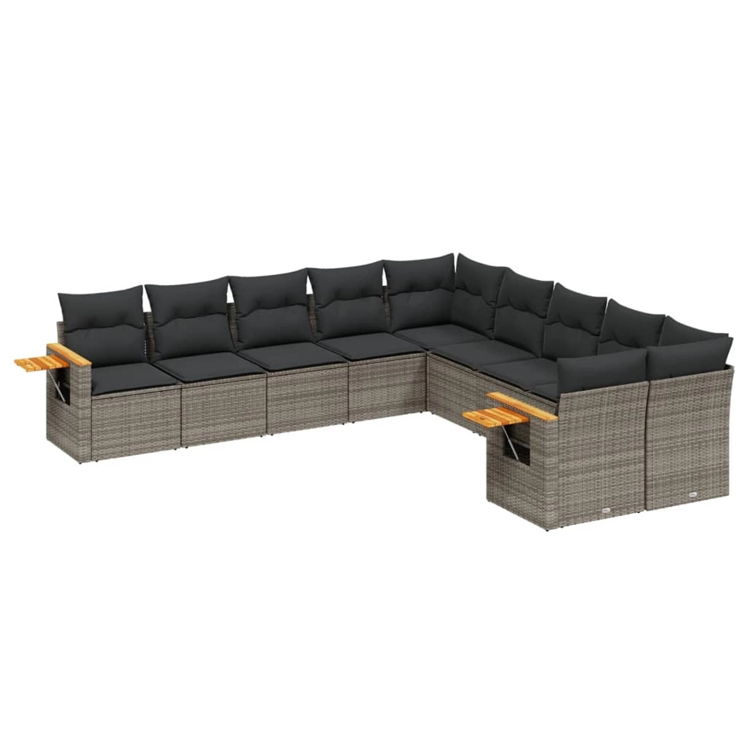 vidaXL 10-Tlg Garten-Sofagarnitur mit Kissen Grau Poly Rattan 3259596 günstig online kaufen