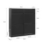 Schwarzer SoBuy Schuhschrank 98x95x19cm mit 4 Klappen und 2 Schubladen. Schmaler Flurschrank.