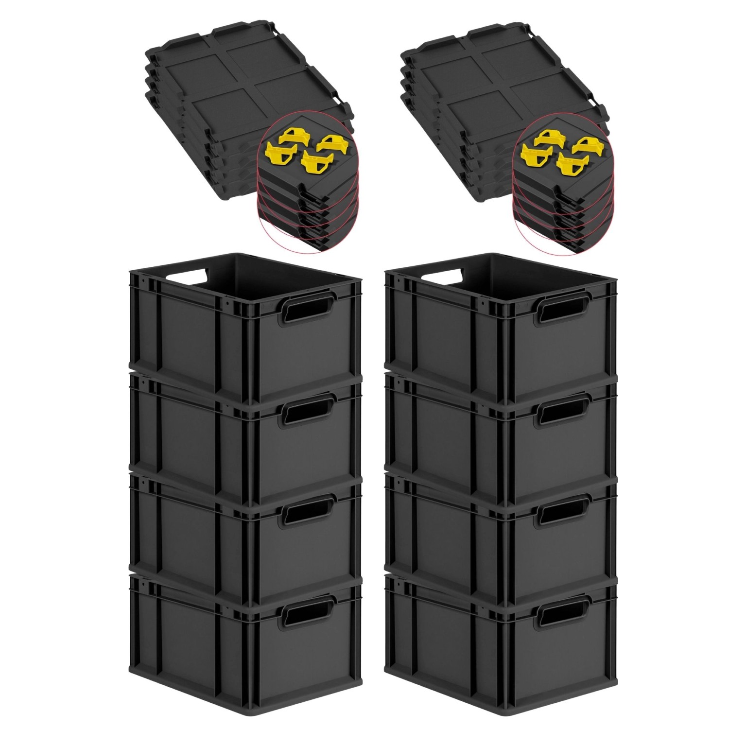 PROREGAL SuperSparSet 8x Eurobox Nextgen Grip Mit Scharnierdeckel Und Gelbe günstig online kaufen
