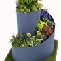 Graue Jardinion Kräuterspirale (80cm) bepflanzt mit Kräutern und Blumen, Dekobienen.