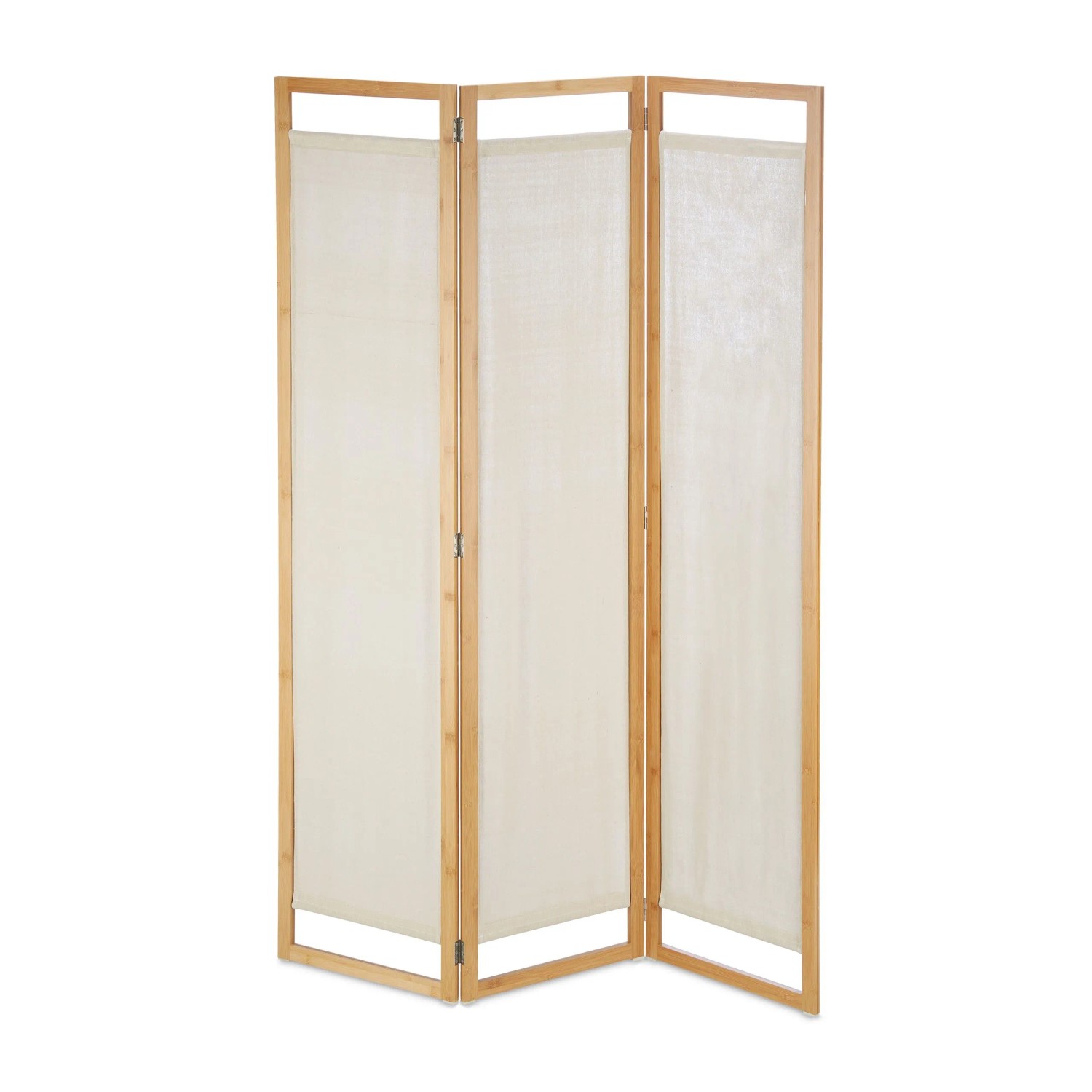 Relaxdays Paravent Bambus Stoff Natur Dreiteilig Zusammenfaltbar Freistehend 170 cm x 120 cm x 1,5 cm 4,4 kg