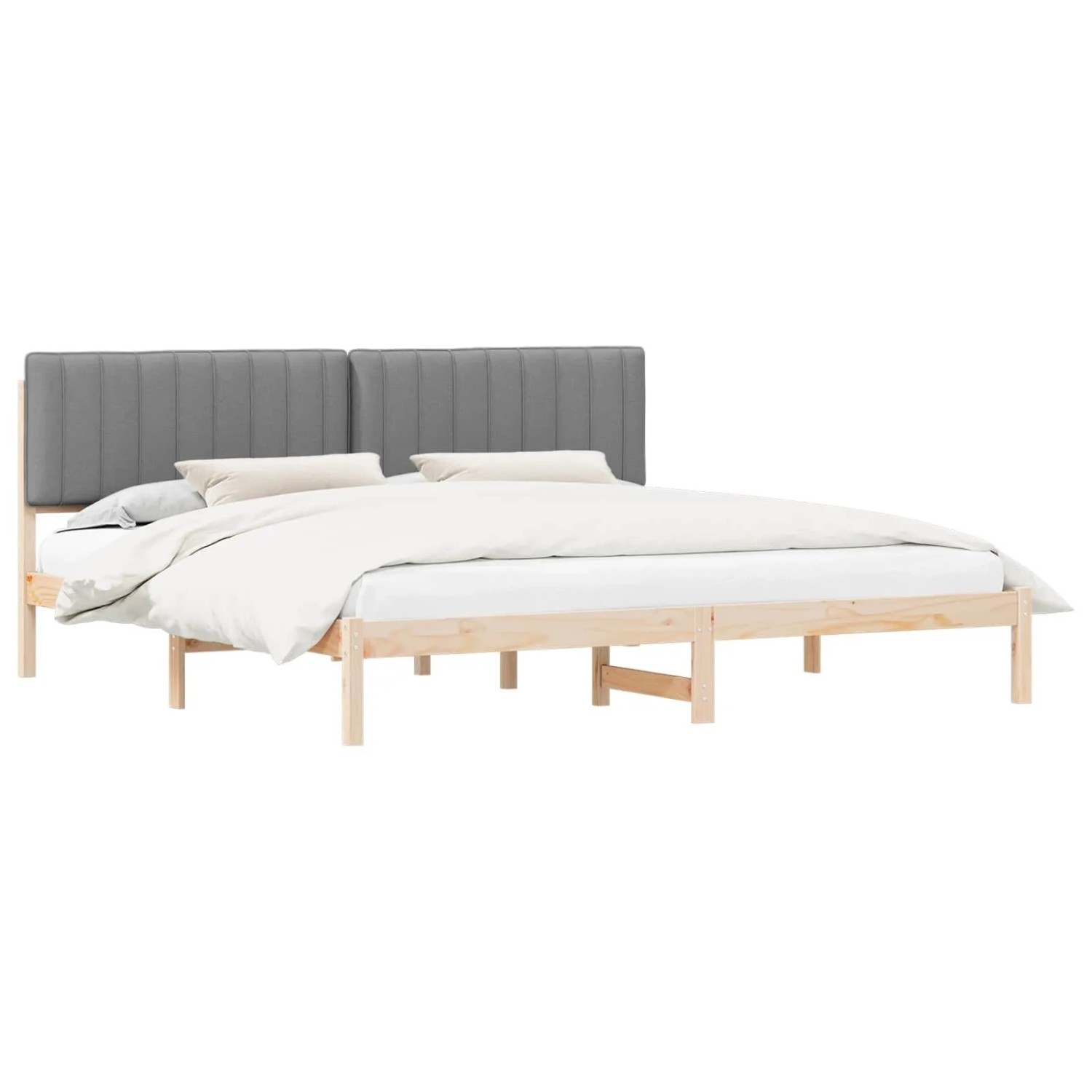 vidaXL Bettgestell mit Gepolstertem Kopfteil Hellgrau 200 x 200 cm 3405572 günstig online kaufen