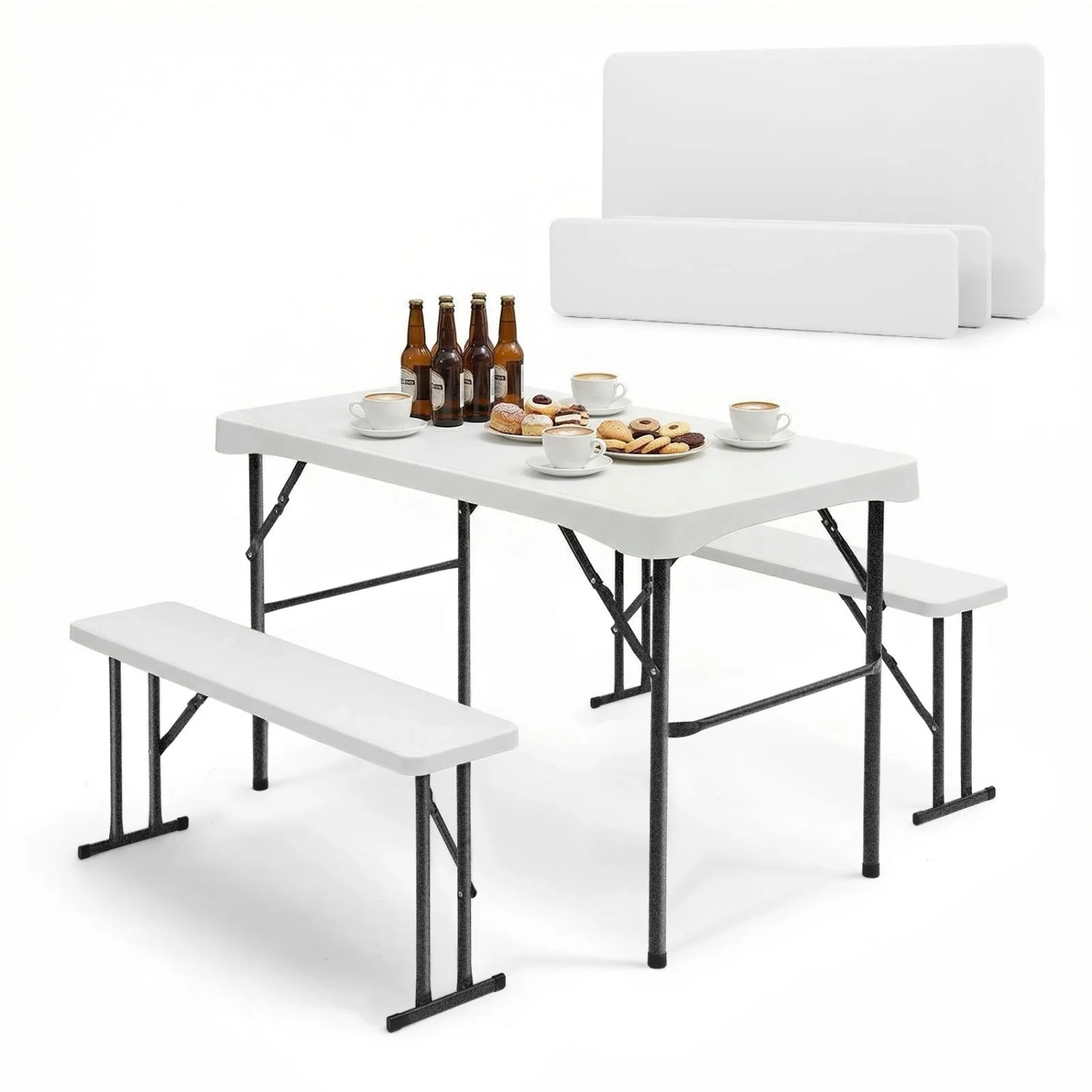 Sekey Bierzeltgarnitur Klappbar Kunststoff 113cm Weiß
