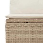 Detailansicht: Beige Gartenmöbel-Set aus Rattan mit Stauraum und Polster.