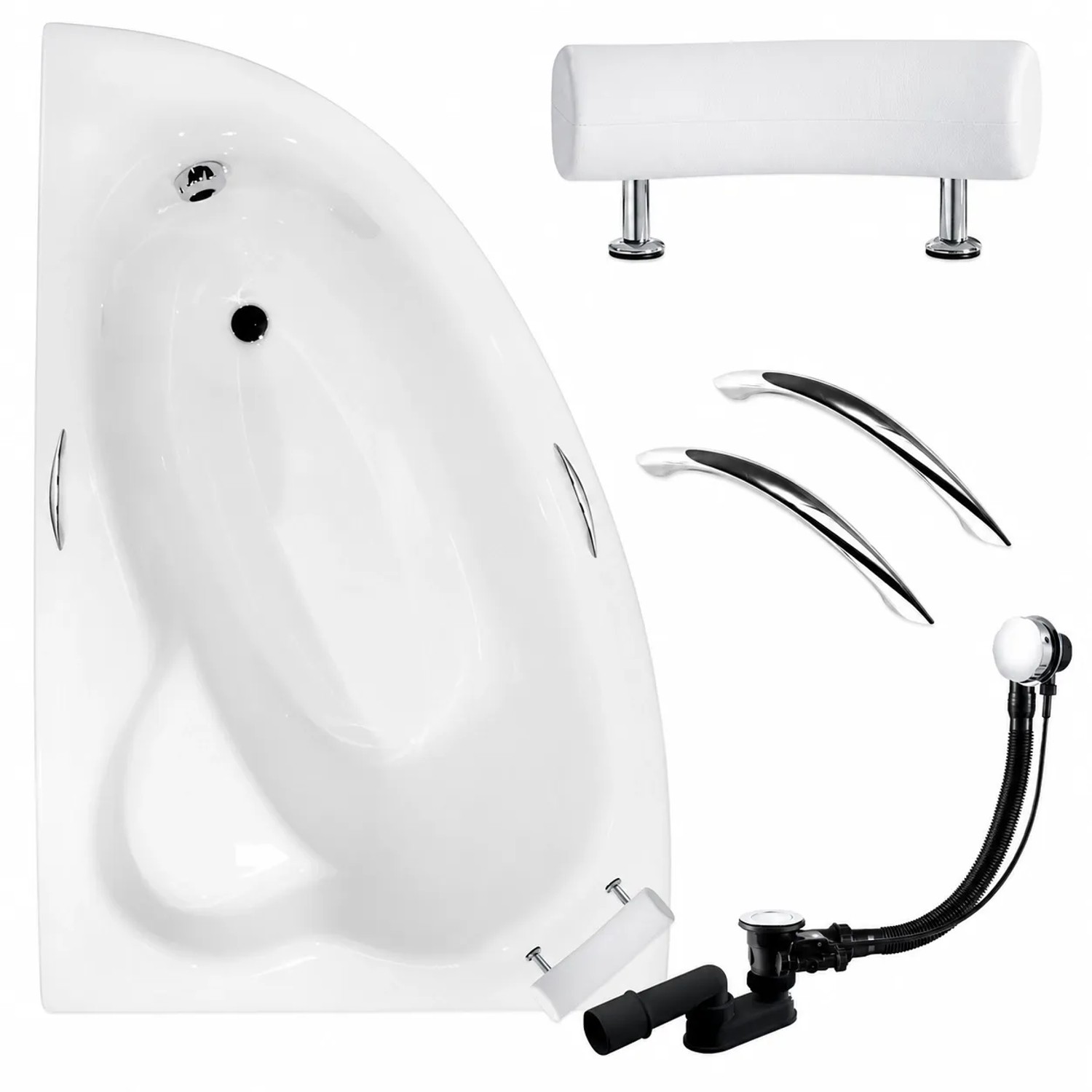 KOLMAN Badewanne Eckwanne 150 x 100 Cm Links Inkl. Ablauf Und Füße
