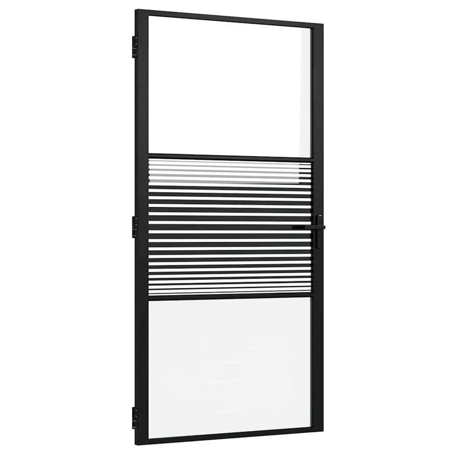 vidaXL Glastür Gestreift Schwarz 76 x 3,5 x 201,5 cm Aluminium 42012456 günstig online kaufen