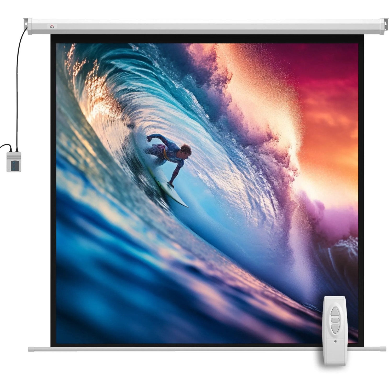 HOMCOM Beamer Leinwand Kunststoff Metall 176,5L x 8B x 176,5H cm Weiß